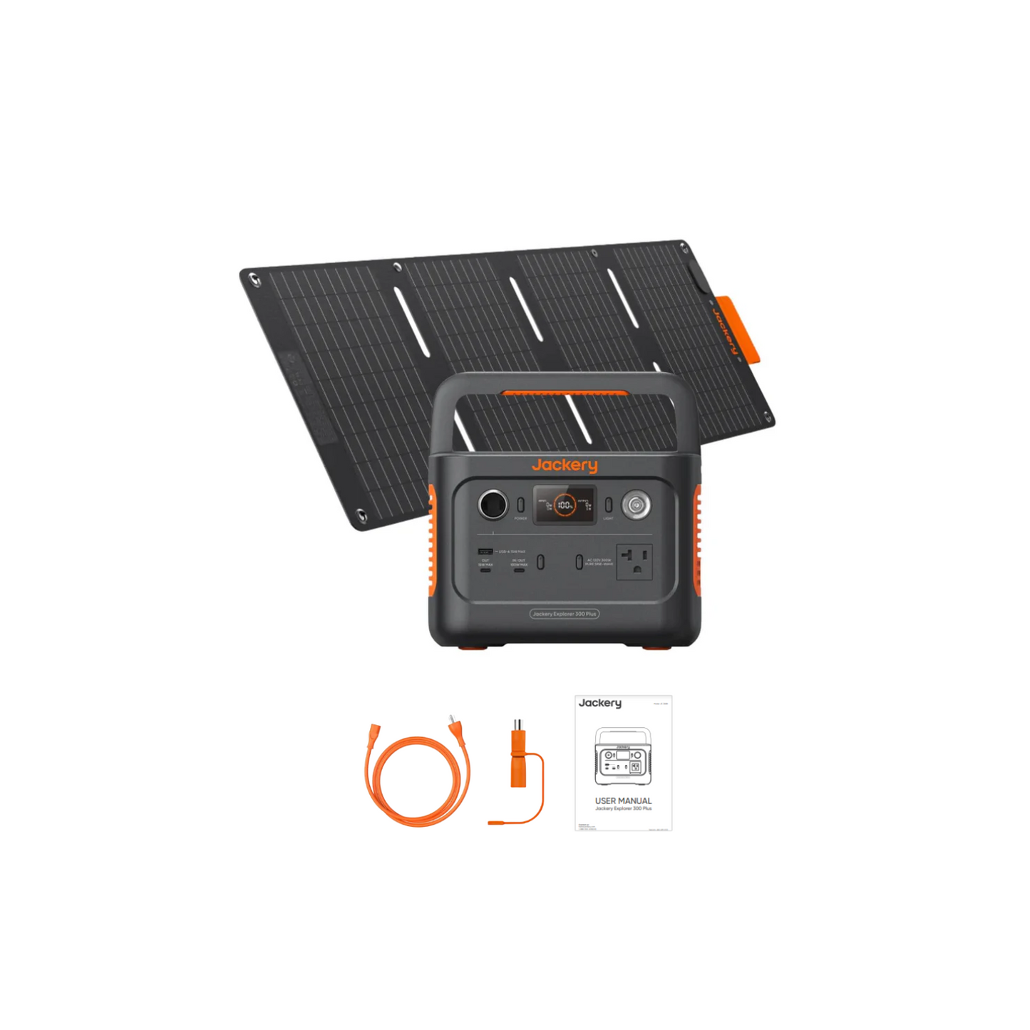 Jackery Explorer 300 Plus Portable Power Station + SolarSaga 40W Mini Solar Panel Inclusions