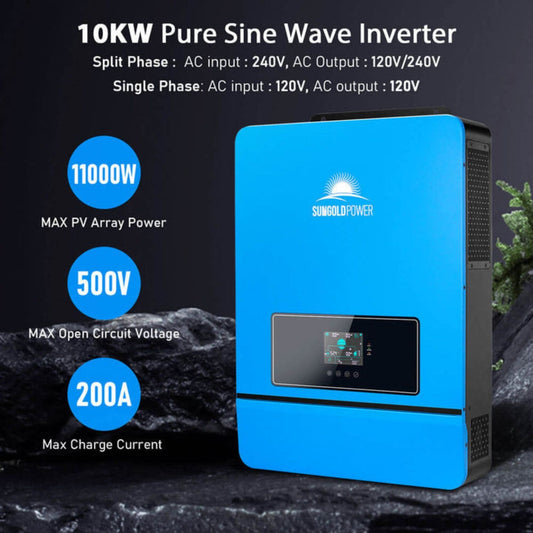 SunGold Power 10KW Solar Inverter 48VDC SGM-10K20 Off-Grid Solar Kit - 10KW Pure Sine Wave Inverter