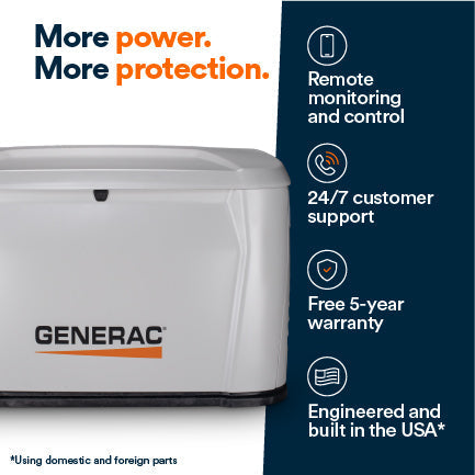 Generac 7259 18kW Standby Generator Propane Natural Gas 1 Phase 240V with Cellular Connectivity