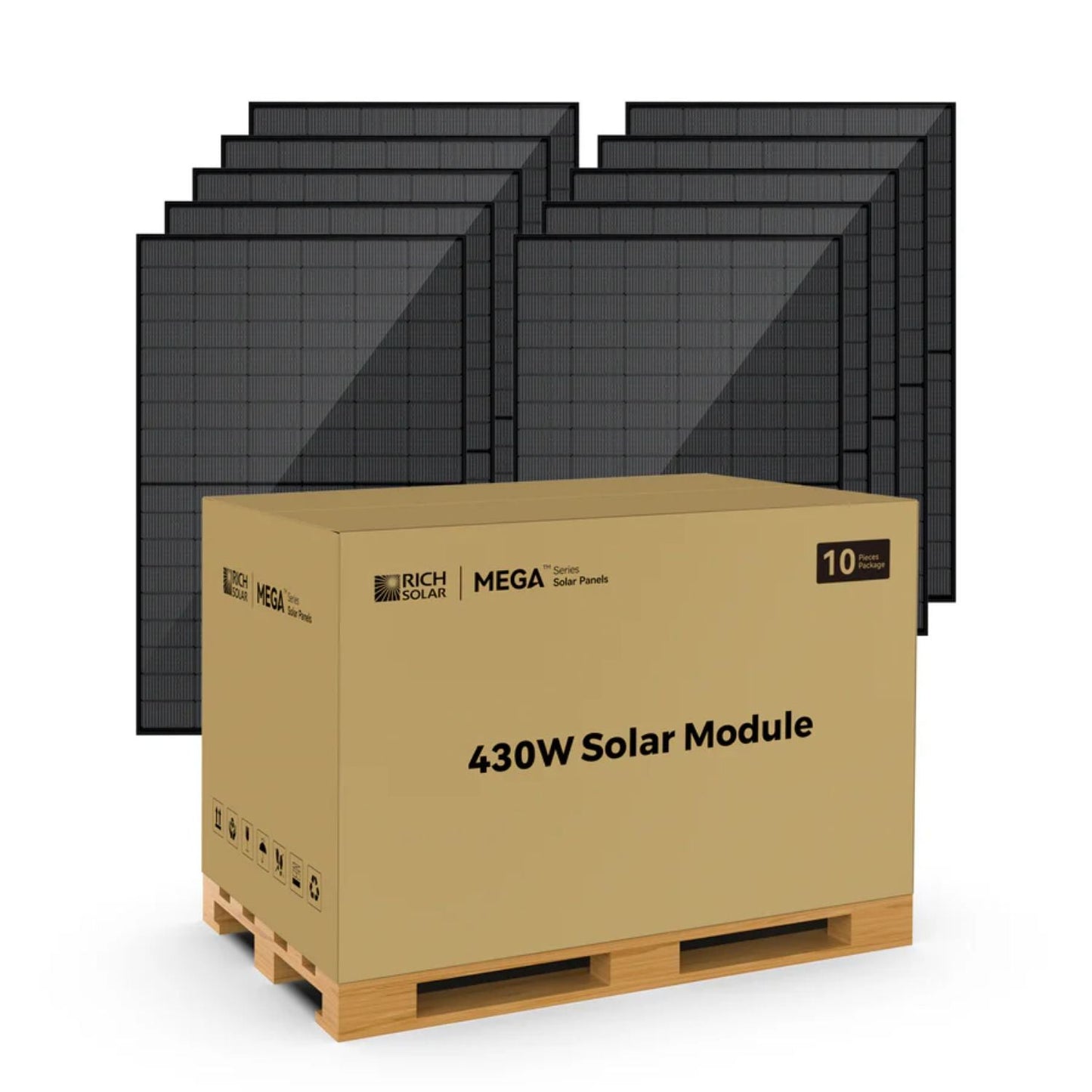 10 pieces Rich Solar MEGA 430 Watt Bifacial Solar Panel 