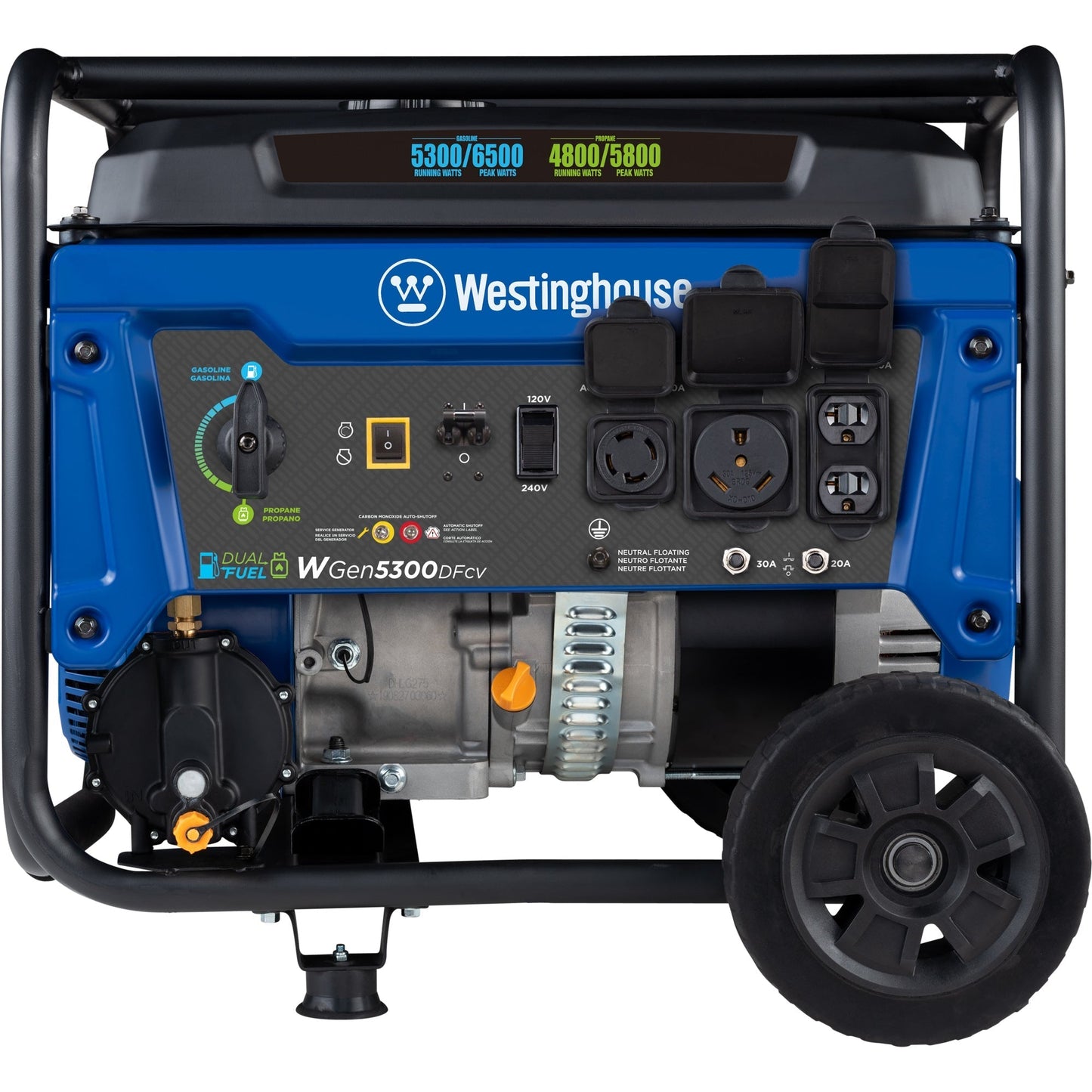 Westinghouse | WGen5300DFcv portable generator front view on a white background
