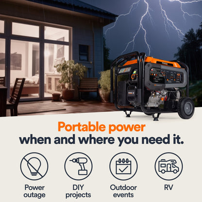 Generac GP9500E TF 8063 9500W/12500W Generator Tri-Fuel Gas Propane Natural Gas 50 Amp COSense Electric Start Open Box