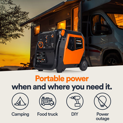 Generac iQ3800 DF 8946 3000W/3800W Generator Dual Fuel Gas Propane Low THD Inverter CO Sense Electric Start CARB