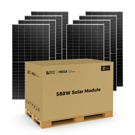 8 Pieces Rich Solar MEGA 580 Watt Bifacial Solar Panel