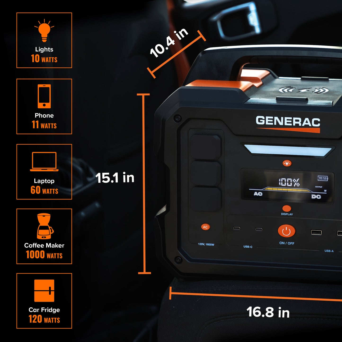 Generac GB1000 1600W/ 3200W 1086Wh Portable Power Station