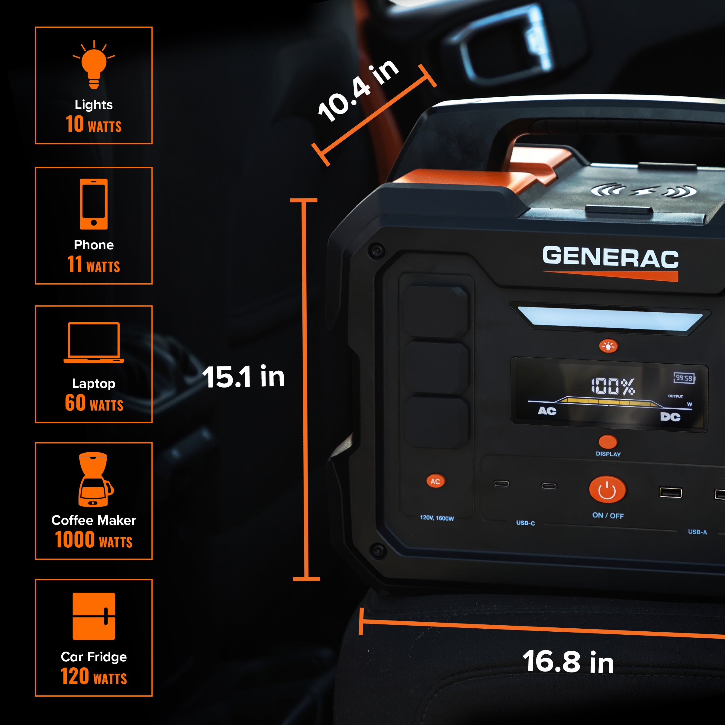Generac GB1000 1600W/ 3200W 1086Wh Portable Power Station