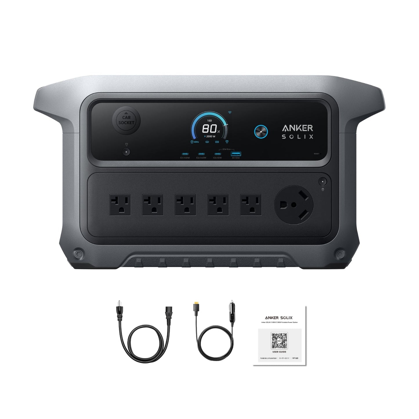 Anker SOLIX C2000 Gen 2 Front View With Inclusions