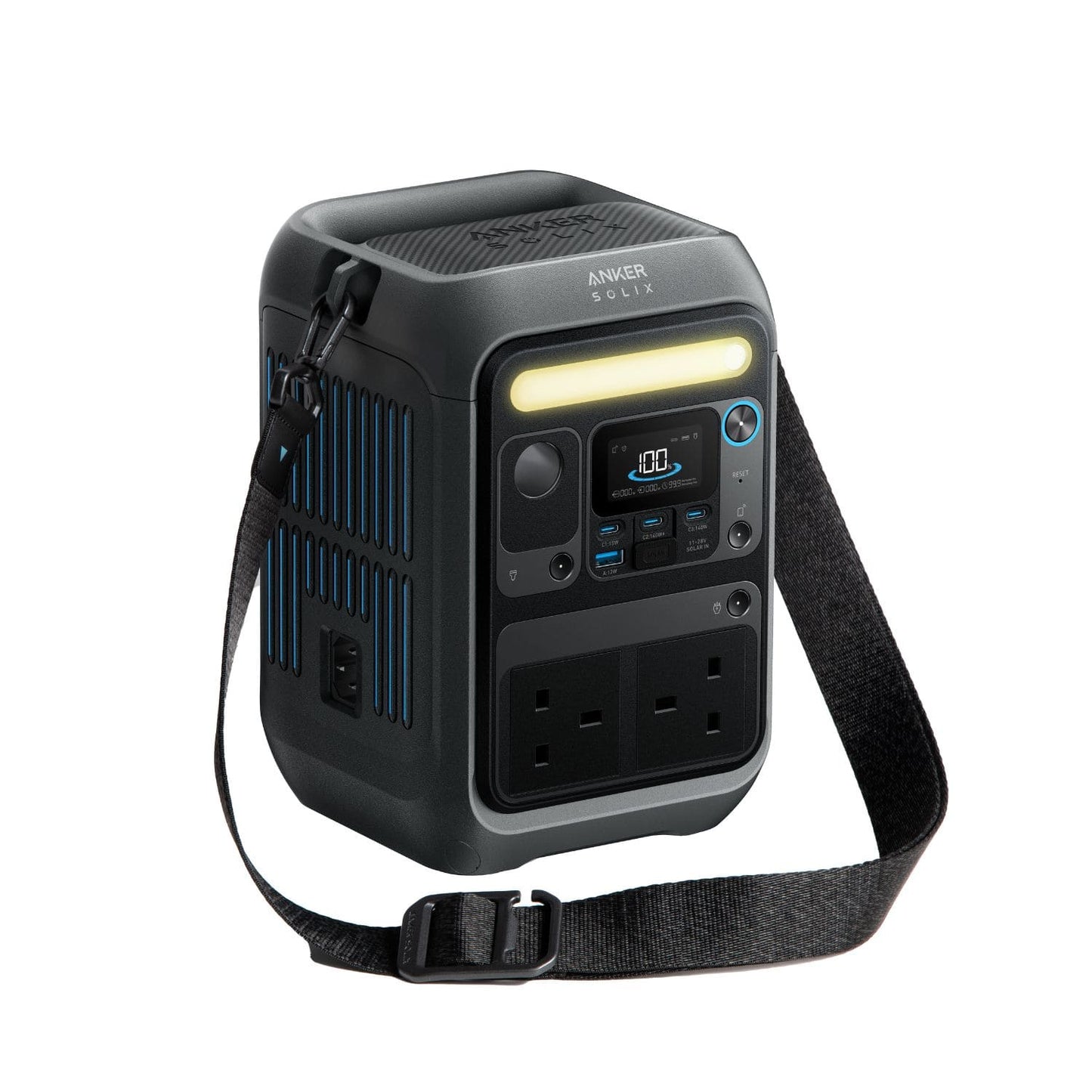 Anker SOLIX C300X Left And Front View With Shoulder Strap