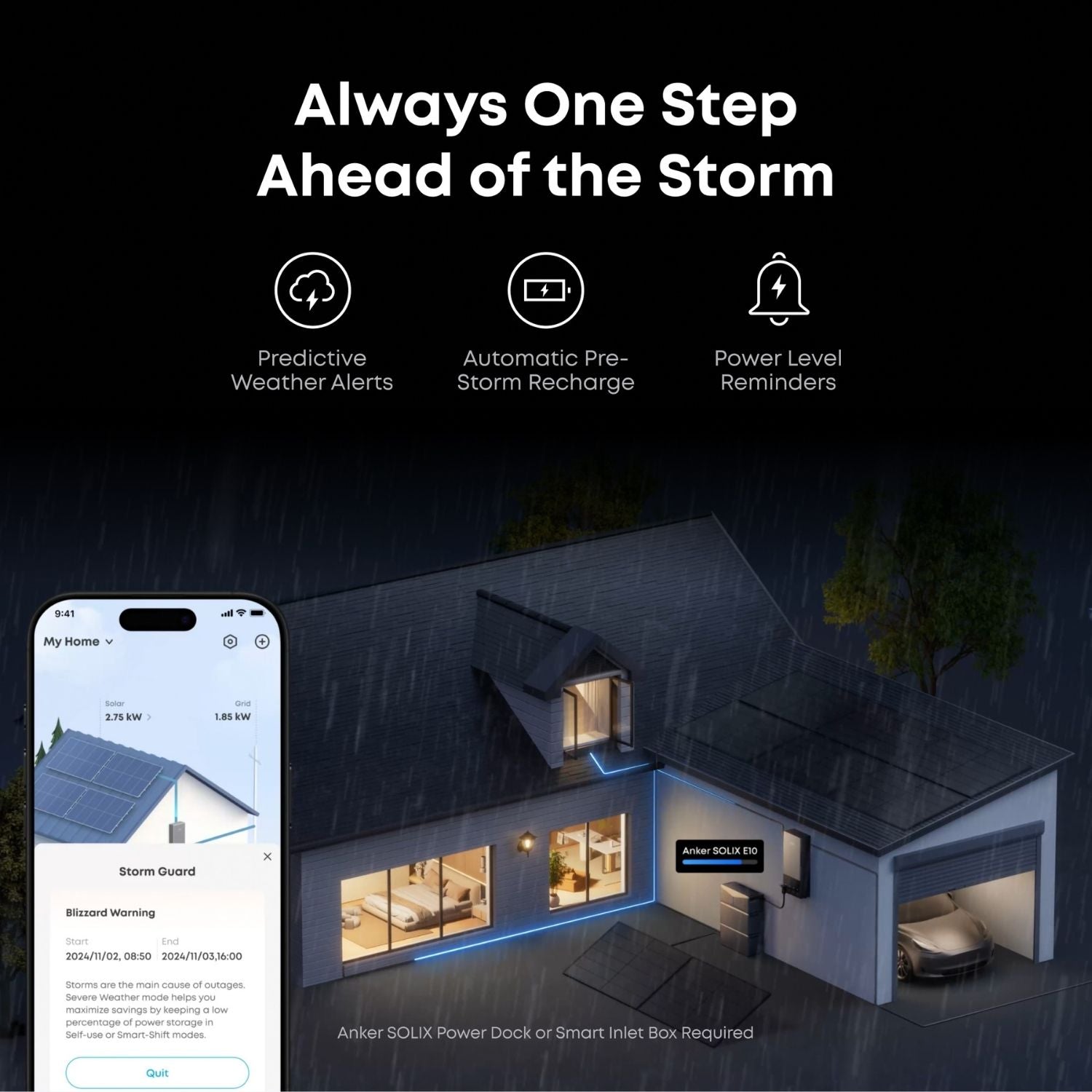 Anker SOLIX E10 during storm