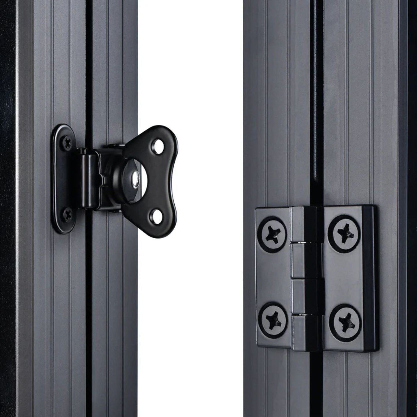 Close-up of hinges on Rich Solar MEGA 100W Portable Solar Panel Briefcase