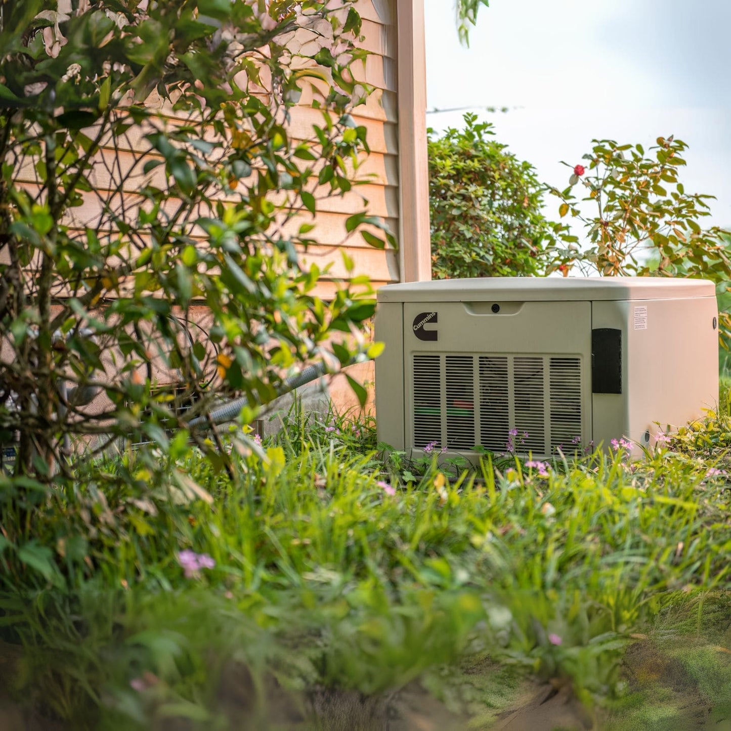 Cummins RS13A 13kW Home Standby Generator installed in the backyard