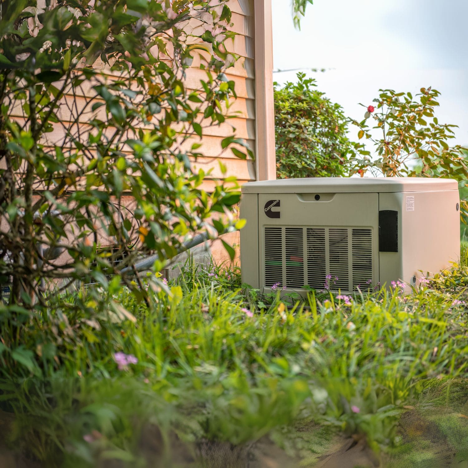 Cummins RS13A 13kW Home Standby Generator installed in the backyard