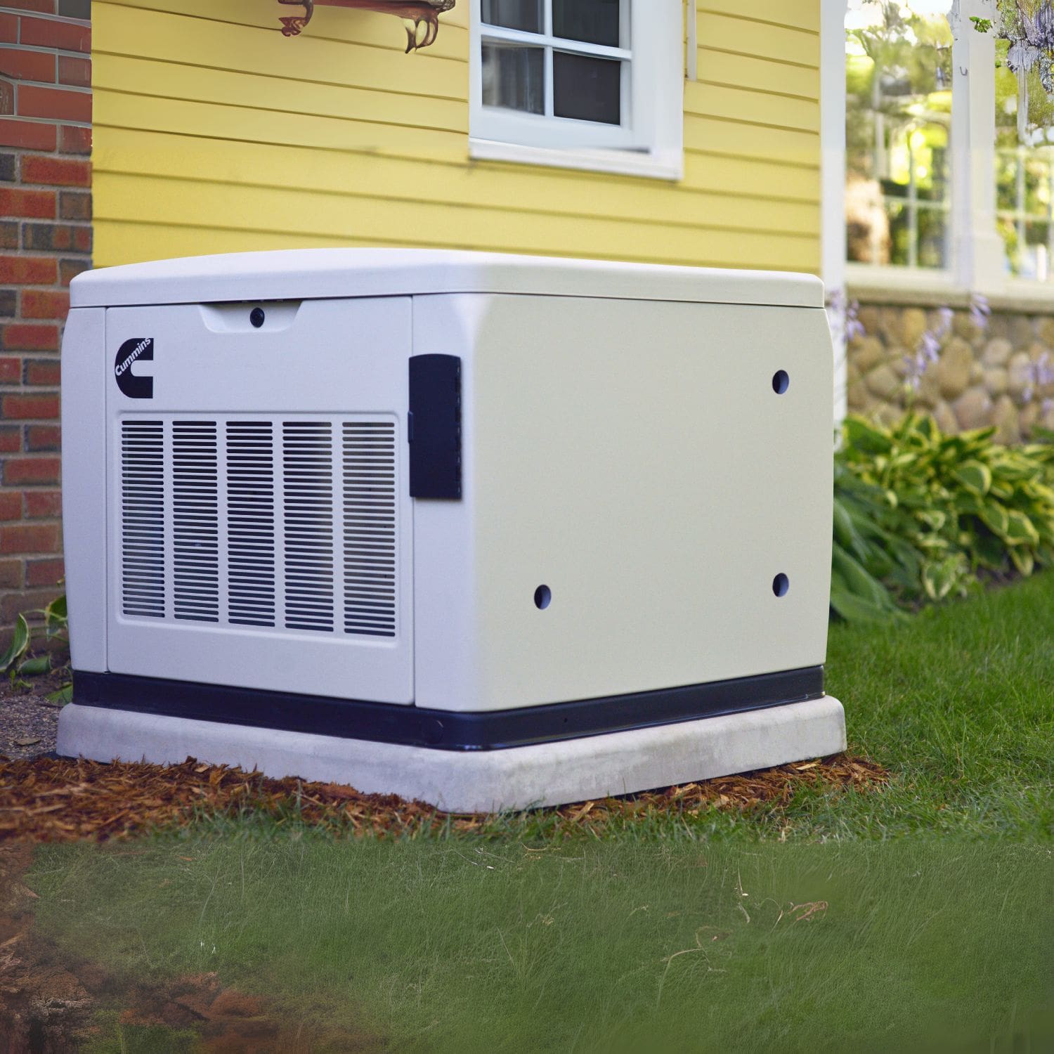 Cummins RS13A 13kW Home Standby Generator installed on backyard ground