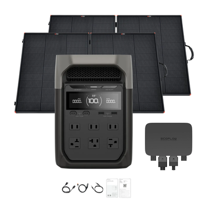 EcoFlow DELTA 3 Portable Power Station with Two 200W Rich Solar Panel and alternator charger 