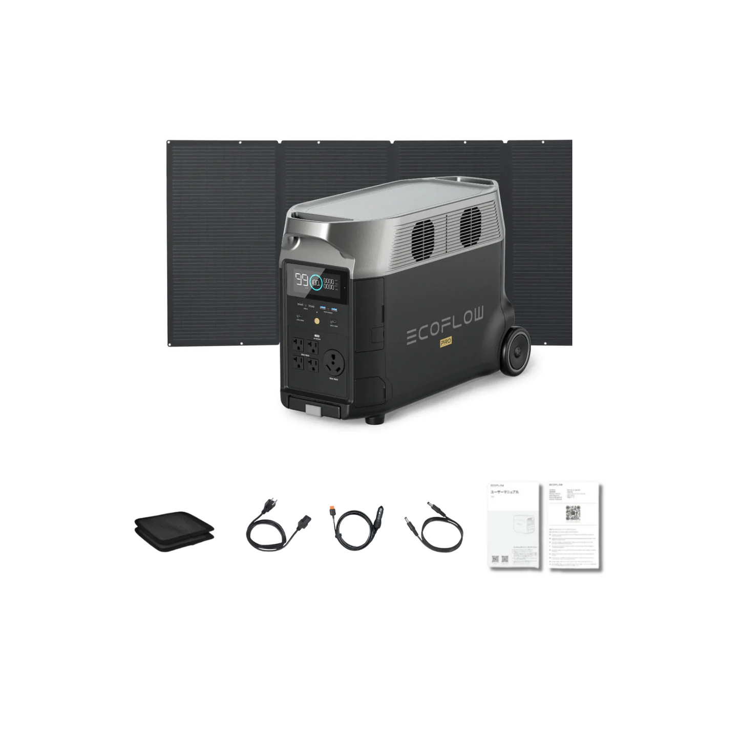EcoFlow DELTA Pro Portable Power Station + 1 x 400W Portable Solar Panel Inclusions