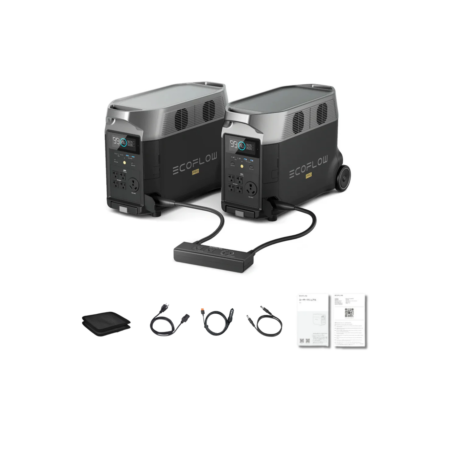 EcoFlow DELTA Pro Portable Power Station + 2 x DELTA Pro + Double Voltage Hub | 120V/240V Inclusions