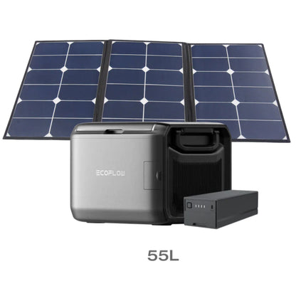 EcoFlow GLACIER Classic Portable Fridge Freezer 55L with 60W Foldable & Portable Solar Panel with plug-in Battery