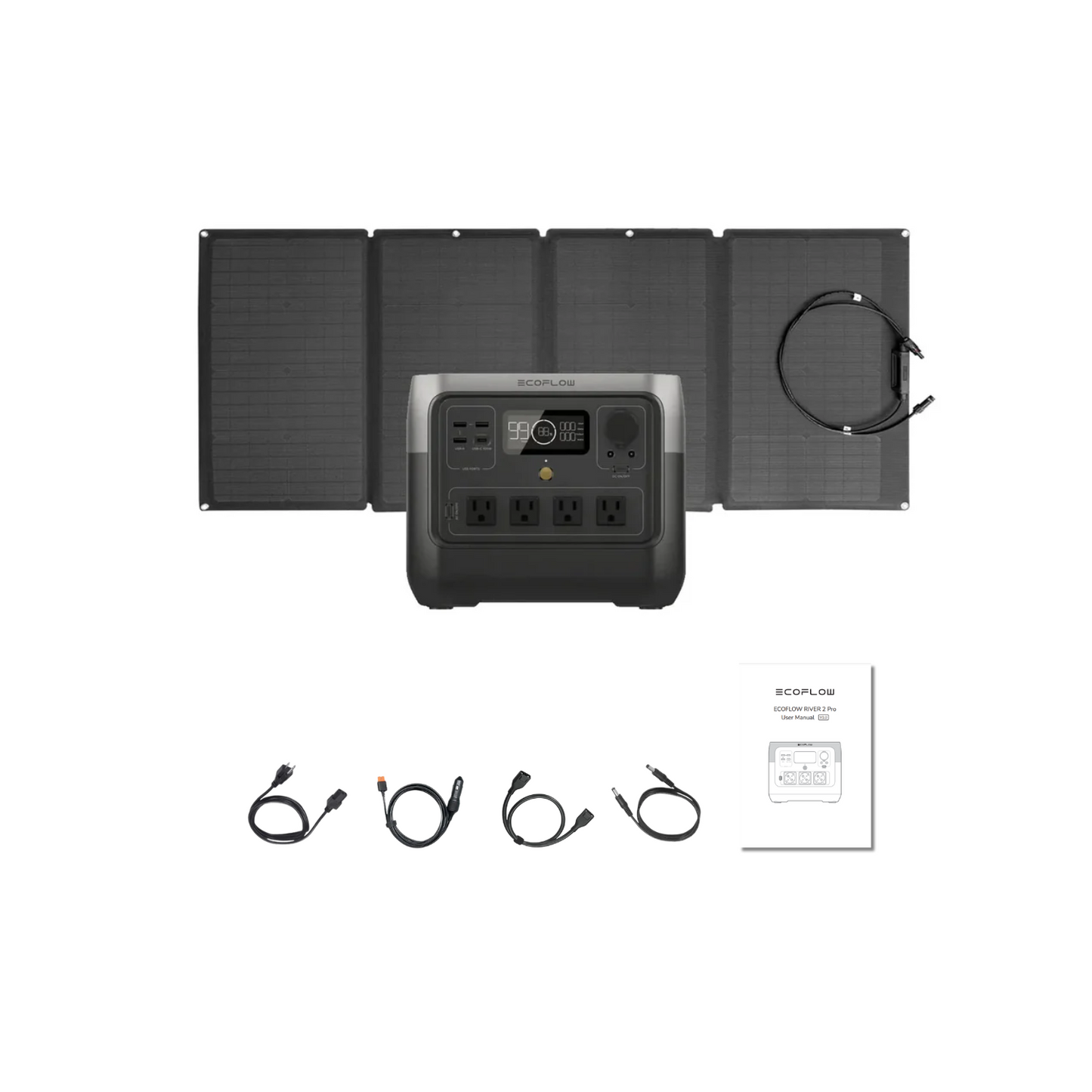 EcoFlow RIVER 2 Pro Portable Power Station + 1 x 160W Portable Solar Panel Inclusions