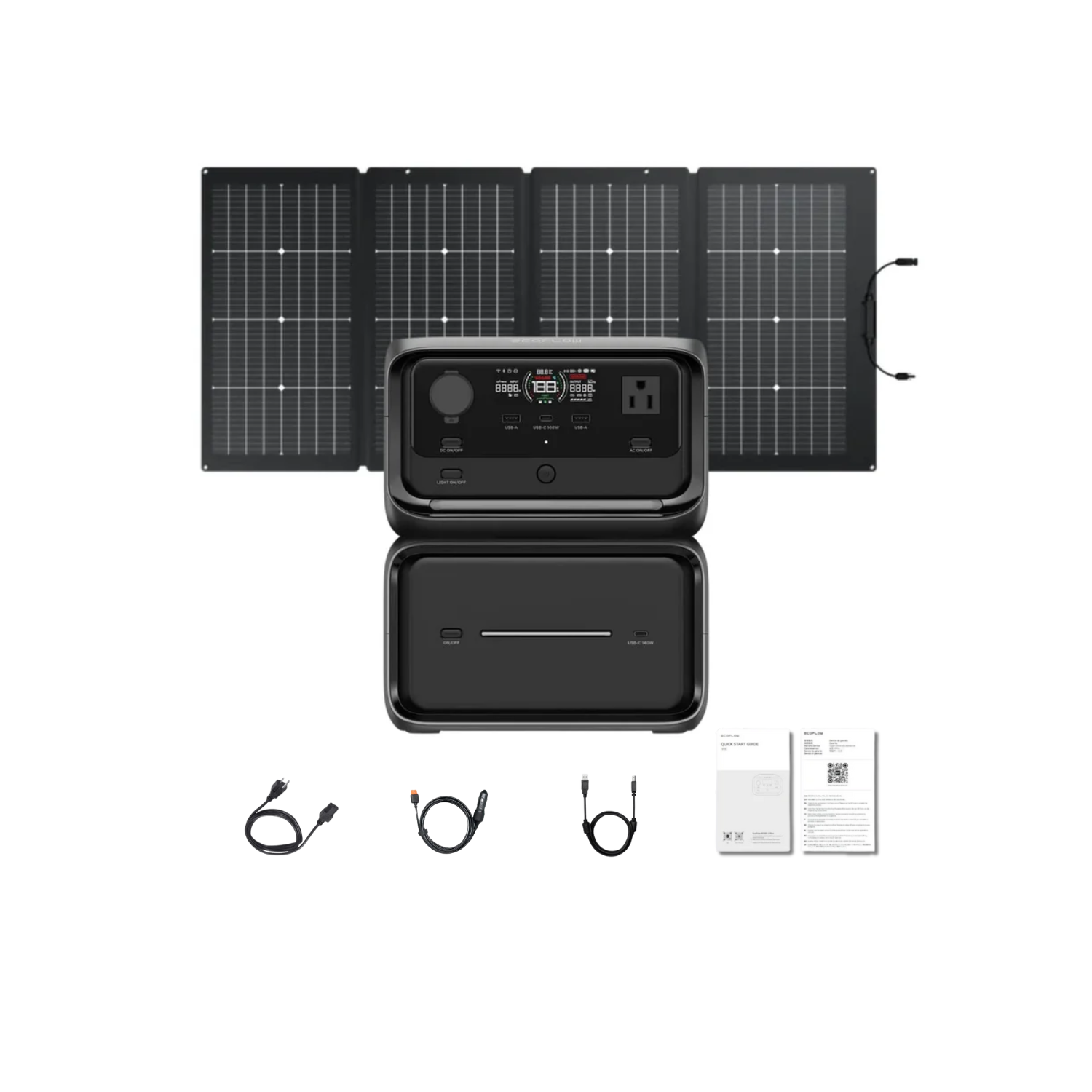 EcoFlow RIVER 3 Plus Portable Power Station + Extra Battery 600 + 220W Bifacial Portable Solar Panel Inclusions