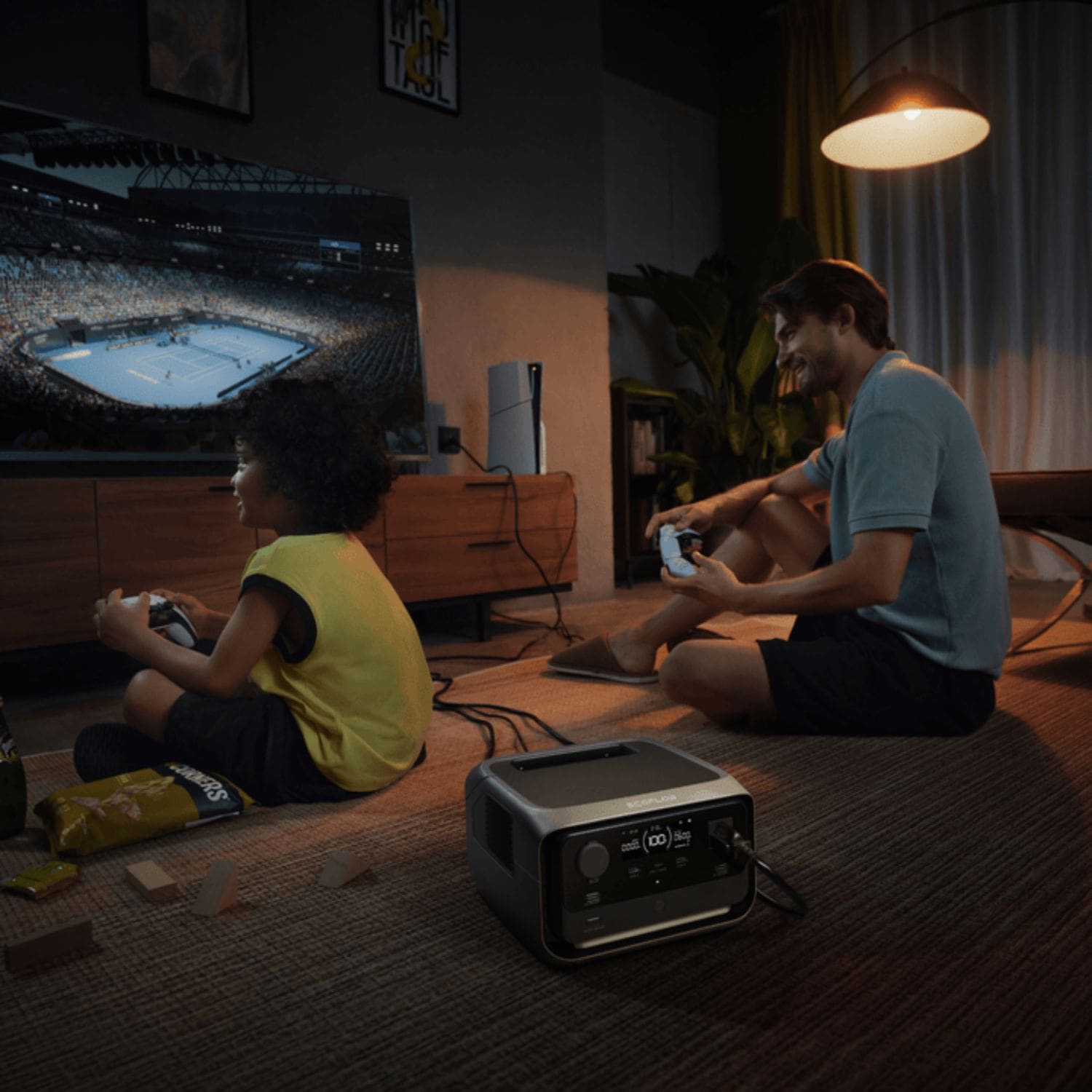 EcoFlow RIVER 3 Plus Smart Extra Battery 600EB in a living room