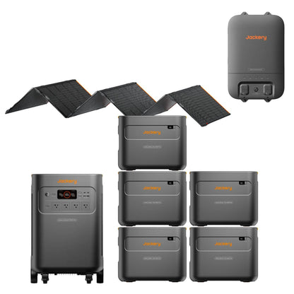 Jackery Explorer 5000 Plus + Five Jackery Battery Pack 5000 Plus + Jackery Smart Home Transfer Switch + Jackery SolarSaga 500 X
