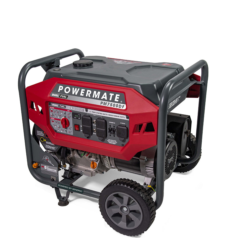 Generac/Powermate PM7500DF 6000W/7500W Recoil Start Dual Fuel Portable Generator with CO-Sense