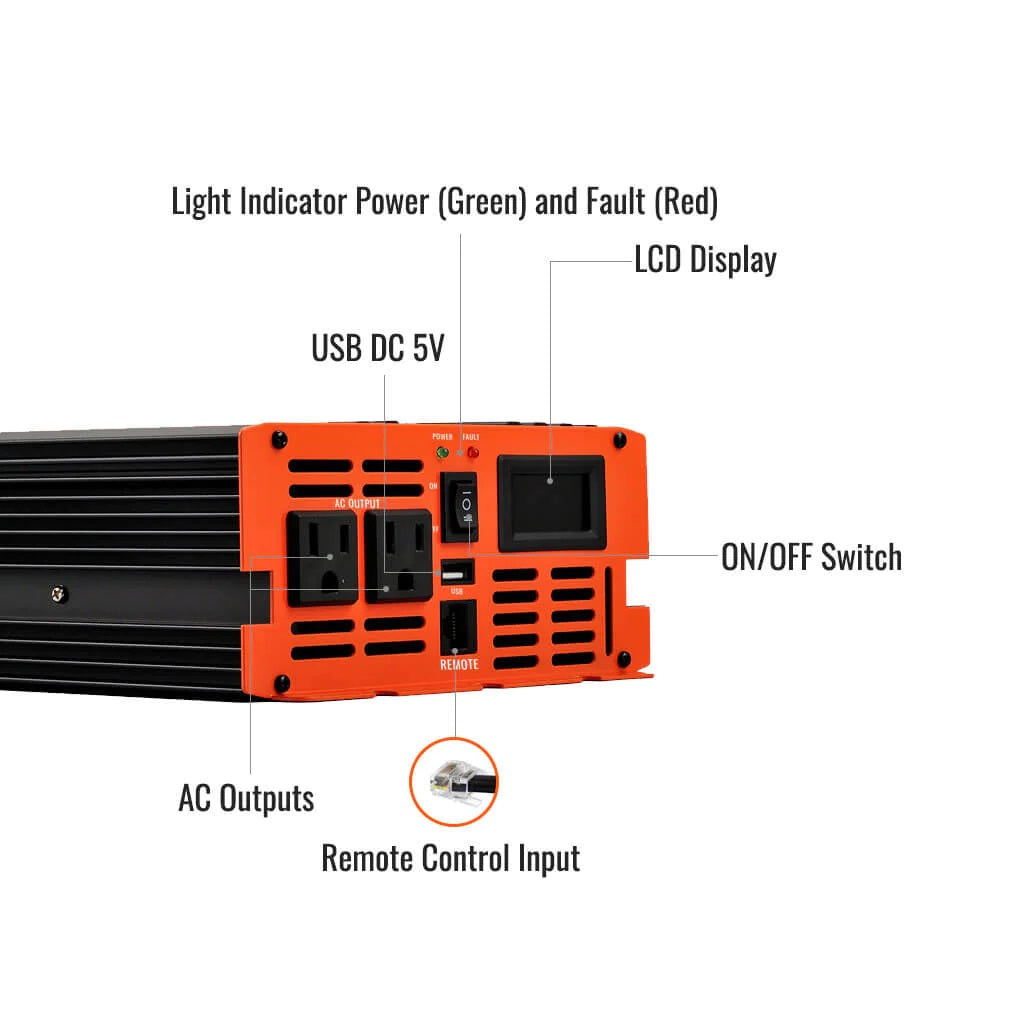 Rich Solar 1000 Watt Industrial Pure Sine Wave Inverter Power Side Details