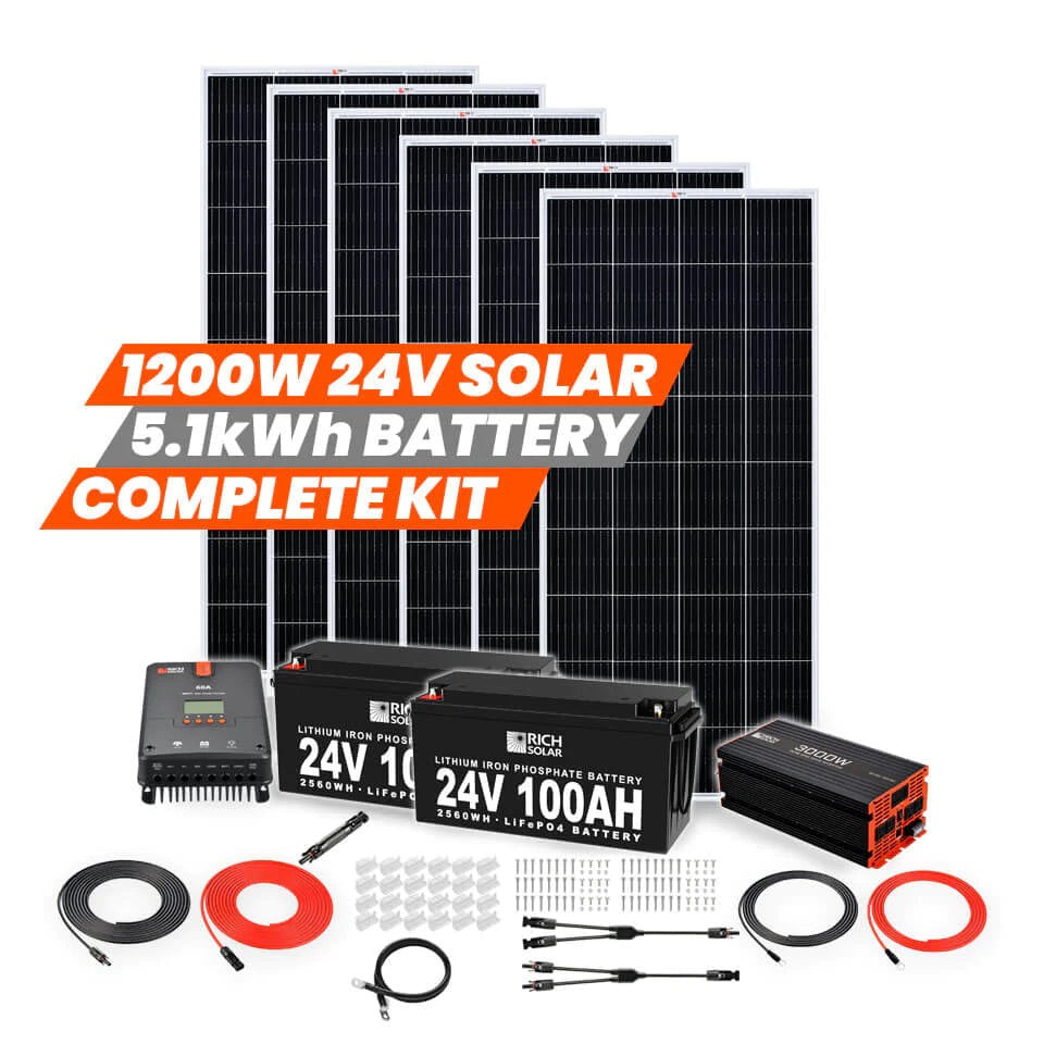 Rich Solar 1200 Watt 24V And 5.1kWh Battery Complete Solar Kit