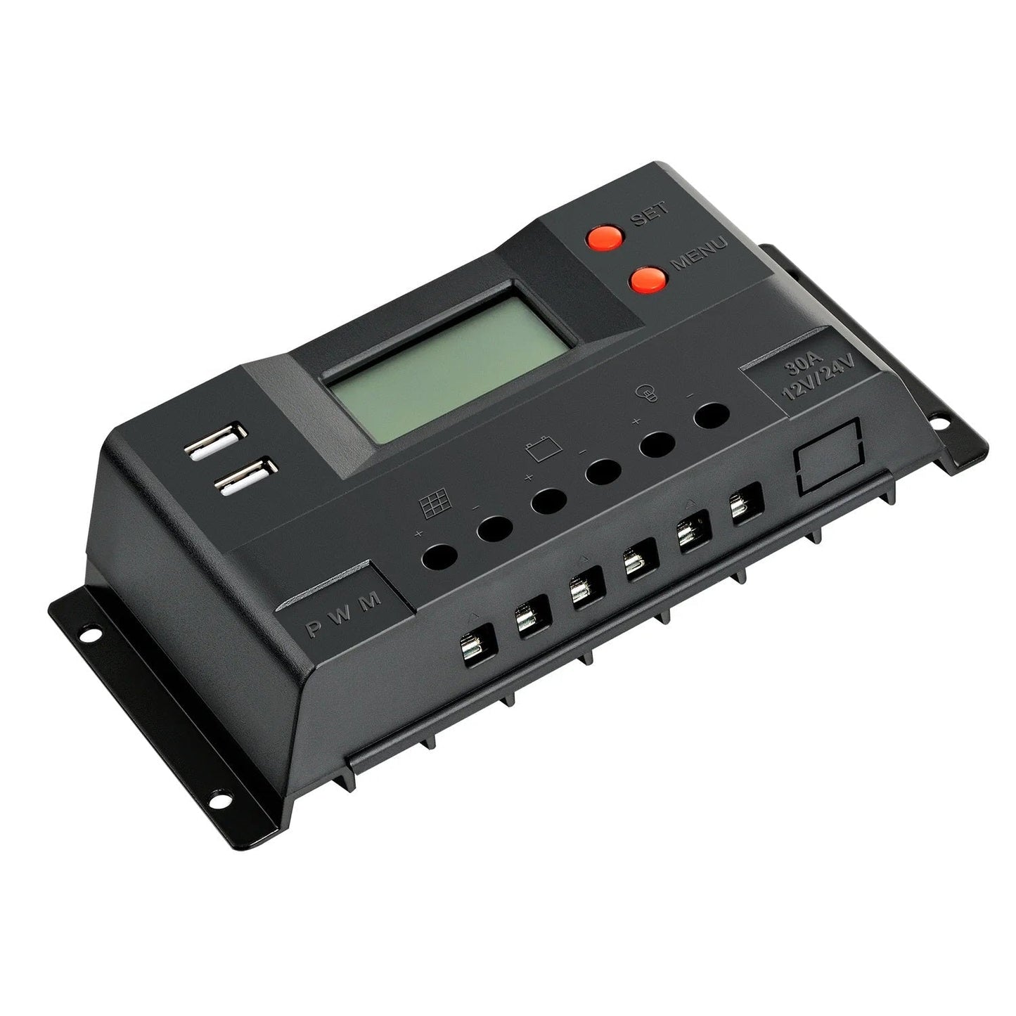 Rich Solar 30 Amp PWM Solar Charge Controller Slant View