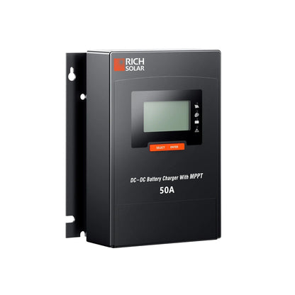 Rich Solar 50 Amp DC to DC Lithium Battery Alternator Charger with MPPT Left View