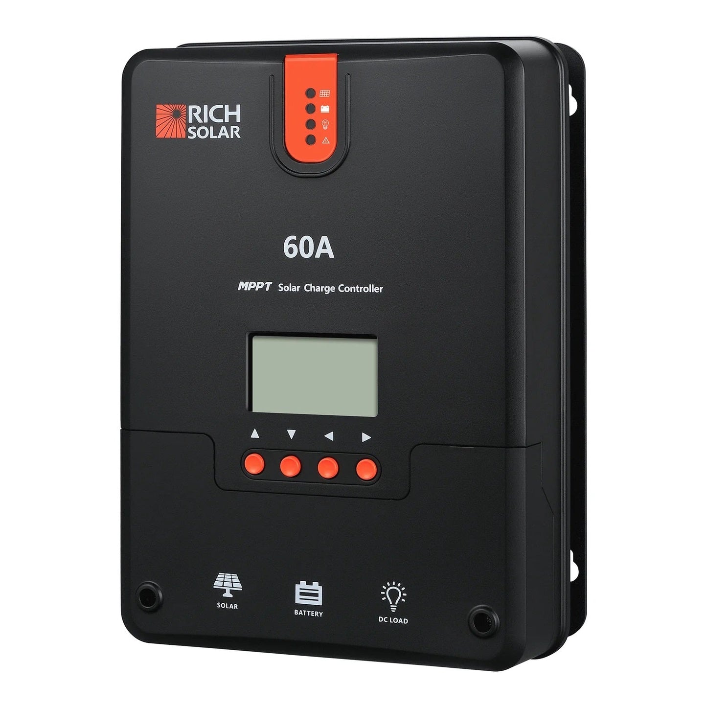 Rich Solar 60 Amp MPPT Solar Charge Controller Front Right View