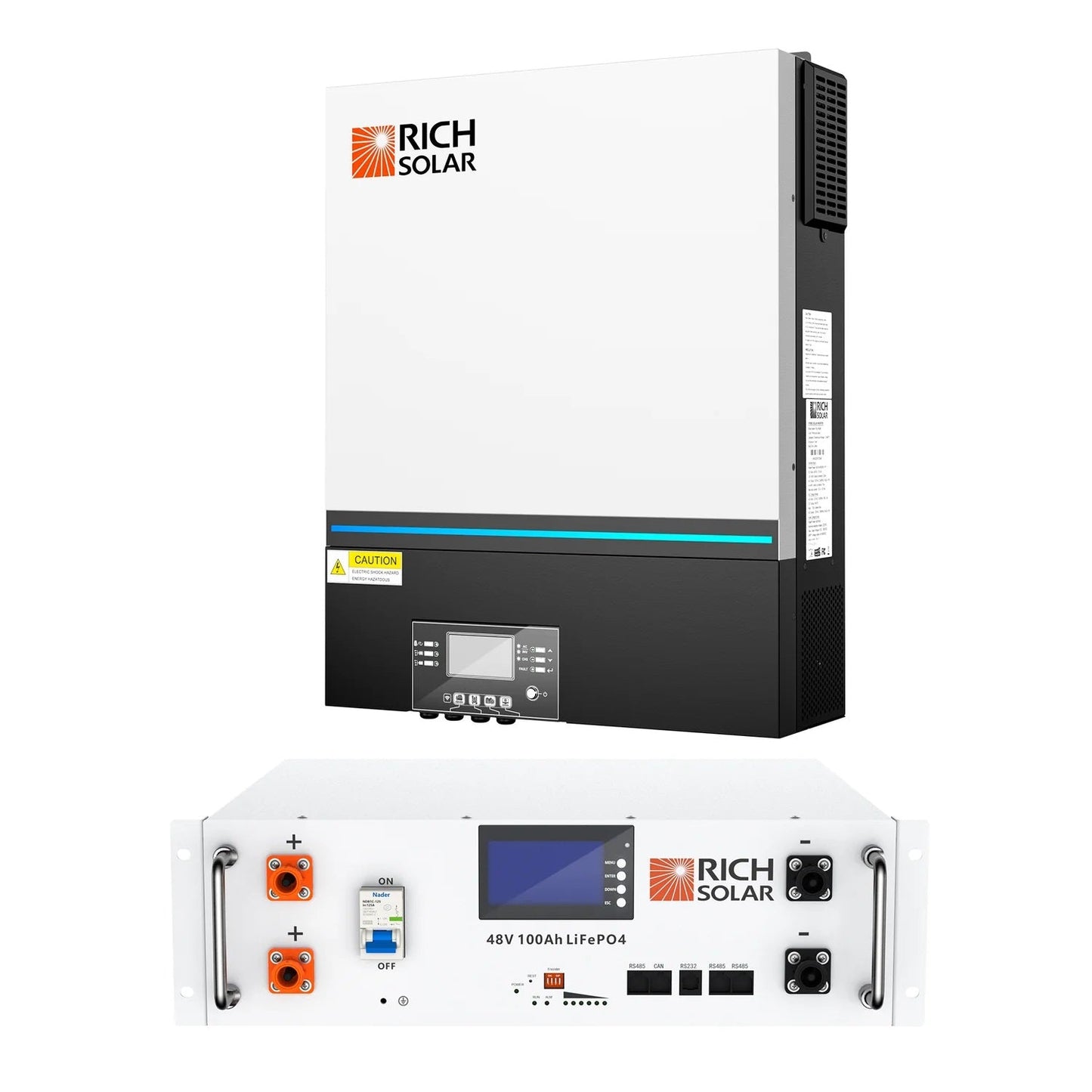 Rich Solar 6500 Watt 6.5kW 48 Volt Off-grid Hybrid Solar Inverter Connection Side View