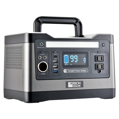 Rich Solar X500 Solar Generator Kit 540Wh Generator and 100 Watt Portable Solar Panel Black Left View