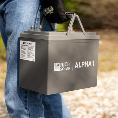Rich Solar Alpha 1 close up when hold