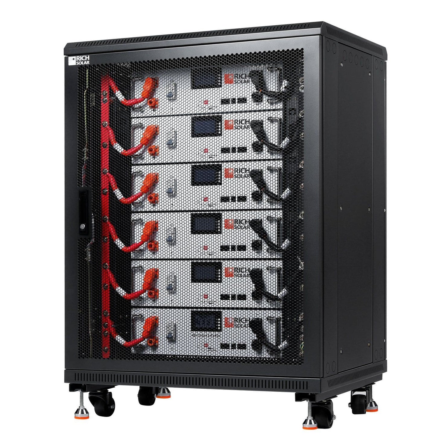 Rich Solar Battery Server Rack Right View with 6 ALPHA 5 Batteries