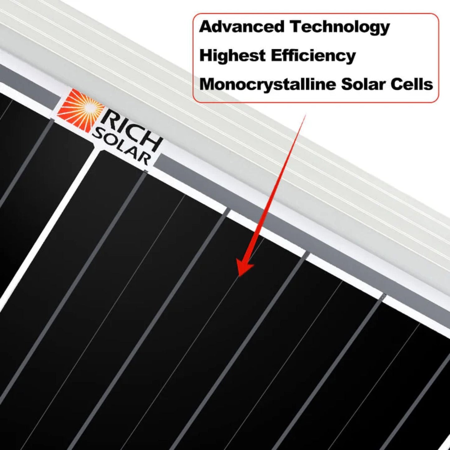 Rich Solar MEGA 200 Watt 12 Volt Monocrystalline Solar Panel Black - Advanced Technology