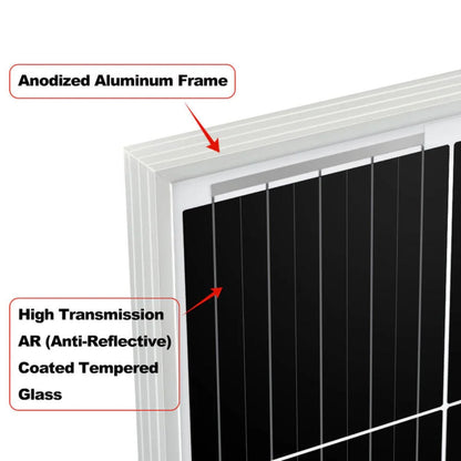 Rich Solar MEGA 200 Watt 12 Volt Monocrystalline Solar Panel Silver materials