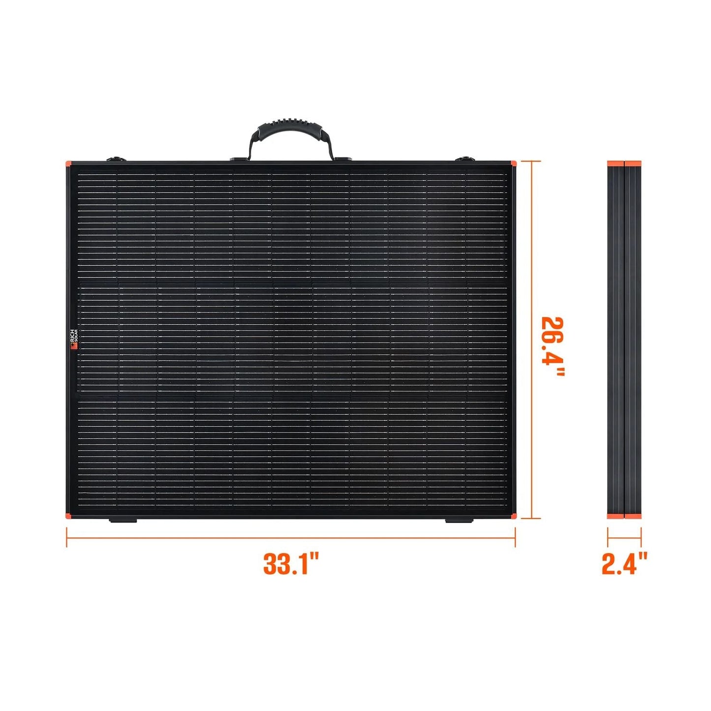 Rich Solar MEGA 200 Watt Briefcase Portable Solar Charging Kit dimension