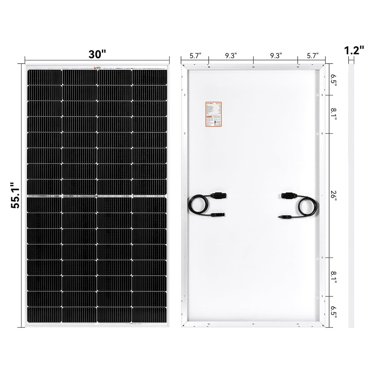 Rich Solar MEGA 220 Watt Solar Panel dimensions