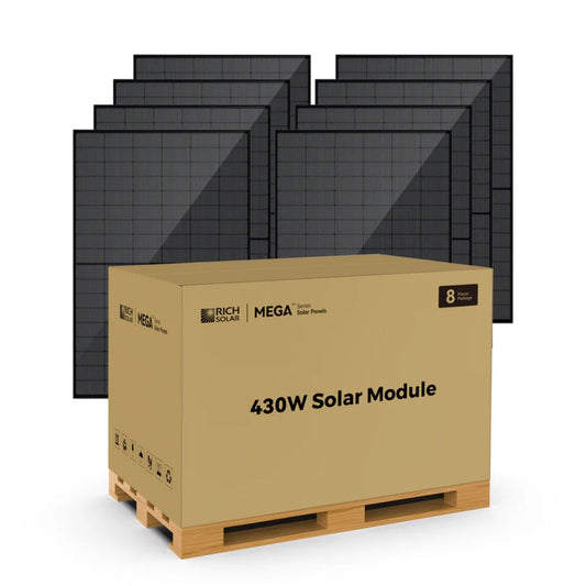 8 Pieces Rich Solar MEGA 430 Watt Bifacial Solar Panel