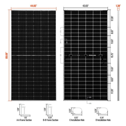 Rich Solar MEGA 550W Bifacial Solar Panel Dimensions