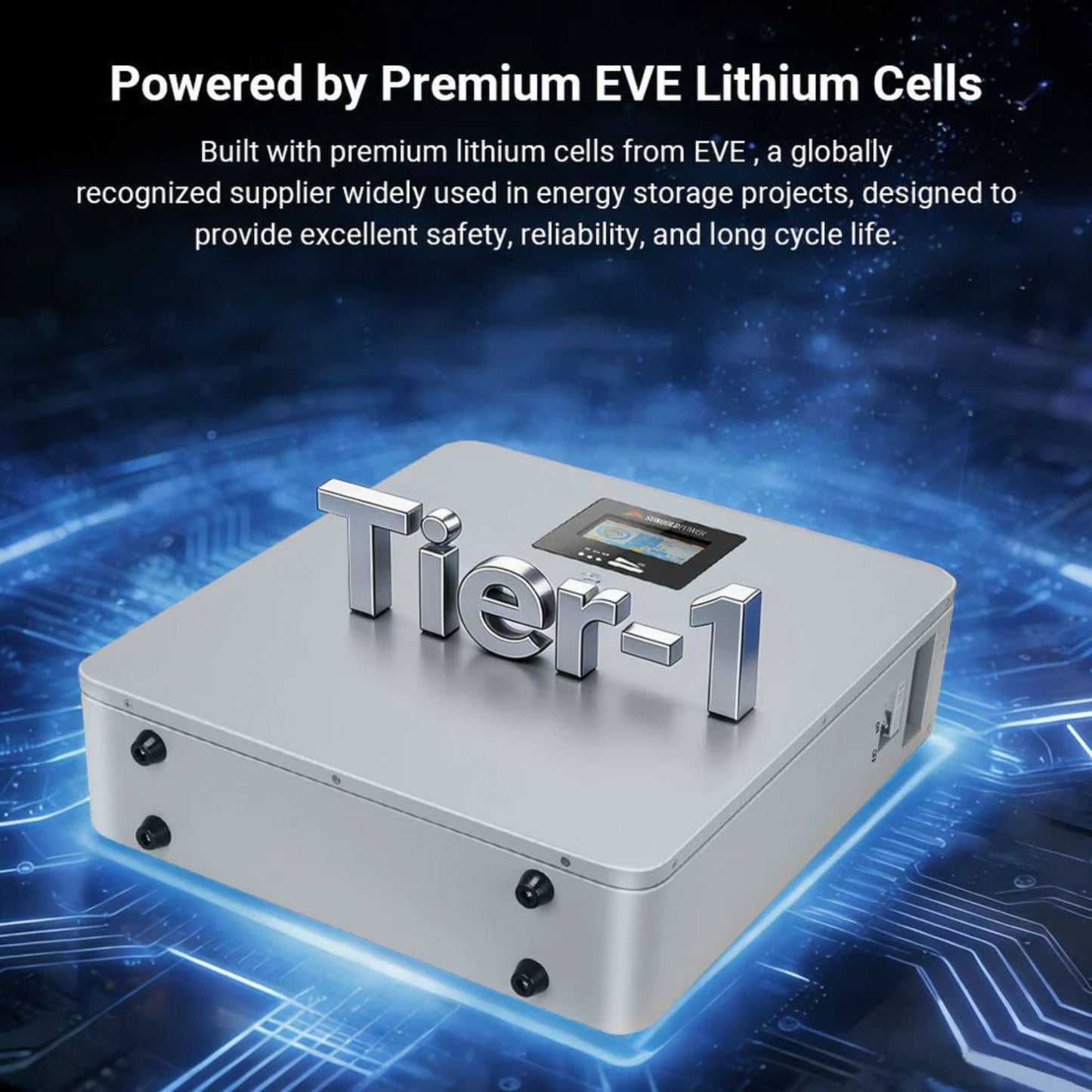 SunGold CoreX 5 Elite Wall Mounted 48V 100AH Residential Energy Storage Battery Pack - powered by premium EVE Lithium Cells 