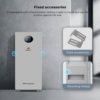 SunGold PowerMax Energy Storage Battery with fixed bracket and mounting holes on a gray background