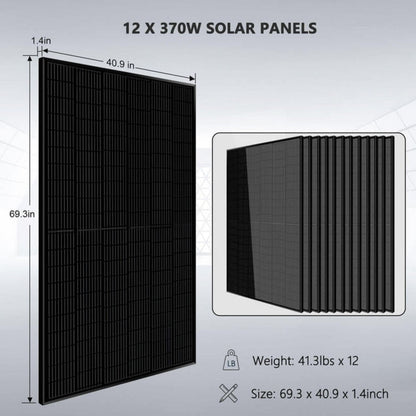 SunGold Power 13000W 48VDC SGM-1320M Off-Grid Solar Kit - 12 x 370W Solar Panels