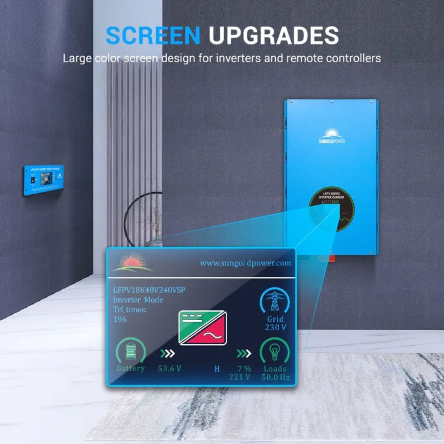 SunGold Power 18KW 48V Split Phase Inverter Screen Upgrades