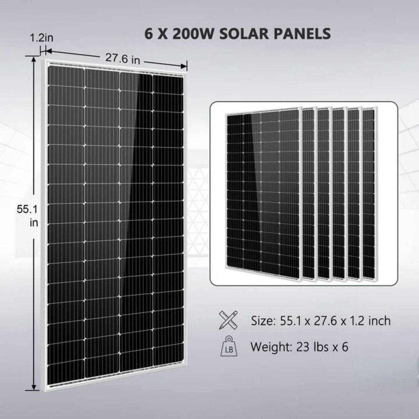 SunGold Power 5000W 48VDC Off-Grid Solar Kit SGM-5K5E - Six 200W Solar Panels