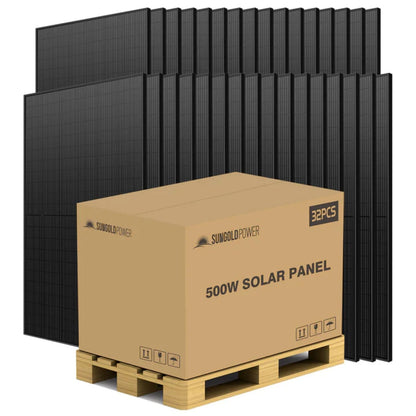 SunGold Power 500W Mono Black Perc Solar Panel Full Pallet (32 Panels)