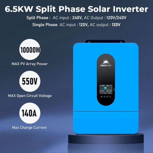 SunGold Power 6500W 48VDC 8 X 415W Solar Panels Off-Grid Solar Kit - 6.5 Split Phase Solar inverter
