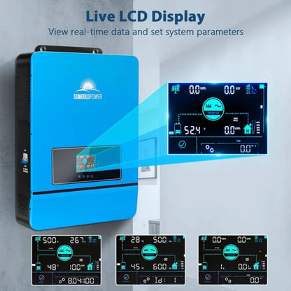 SunGold Power 8KW 48V Split Phase Solar Inverter Live LCD Display