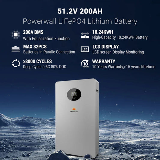 SunGold Power Powerwall X Lithium Battery 51.2V 200AH